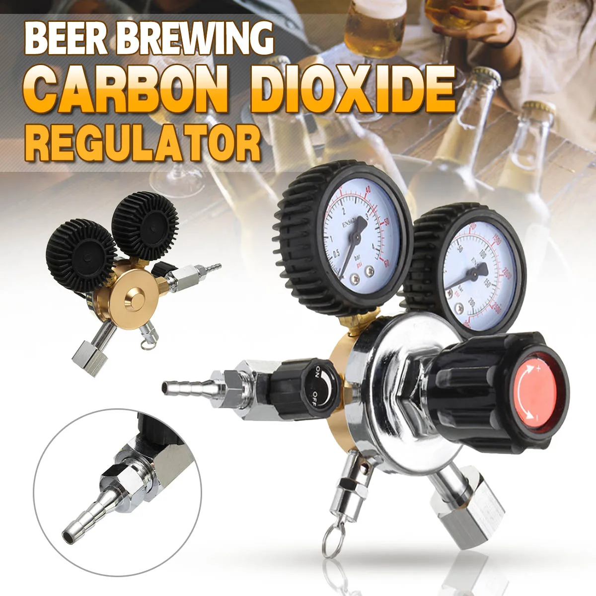 

CO2 Regulators Pressure Reducer For Beverage Beer W21.8 Double Gauge Regulator CO2 Gas Bottle Regulator Carbon Dioxide