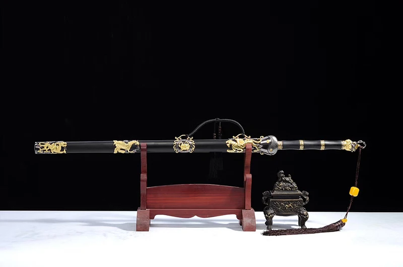 

Fully Hand-made Chinese Han Dynasty Sword Damascus Folded Steel Red Blade Oil Quenched&Hand Polished Collection sword