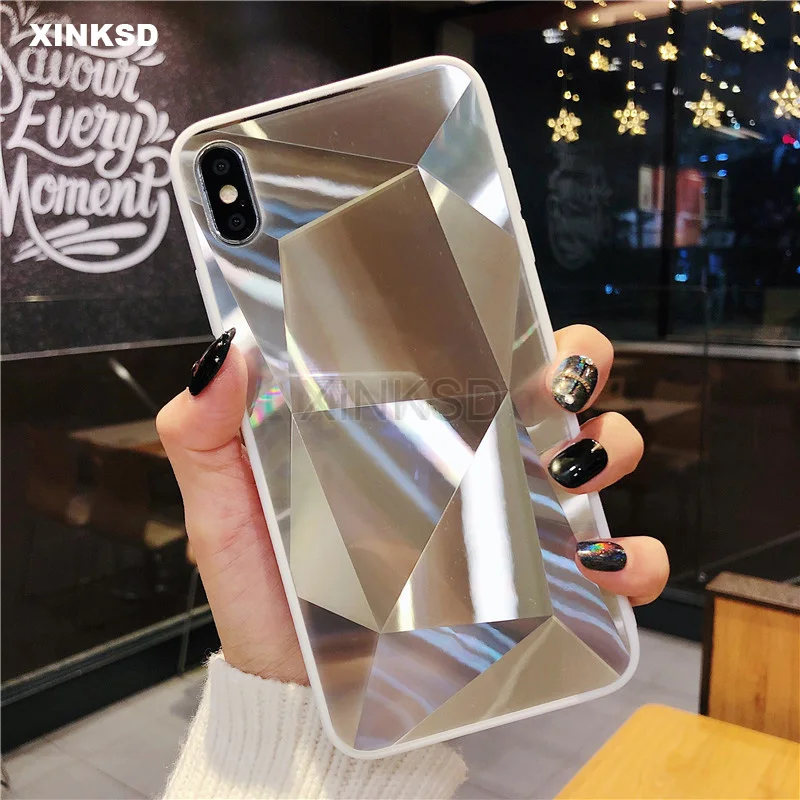 

Silicone Soft Candy Case for iPhone X XR XS MAX Phone Cover for iPhone 7 8 6 S 6S Plus 3D Diamond Glitter Mirror Case