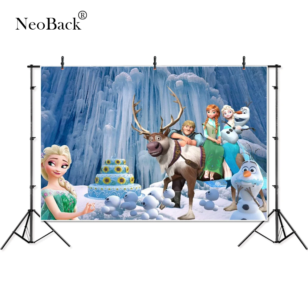 

Thin Vinyl Anna Elsa Princess Birthday Cake children party Photography Backgrounds professional indoor studio Photo Backdrops
