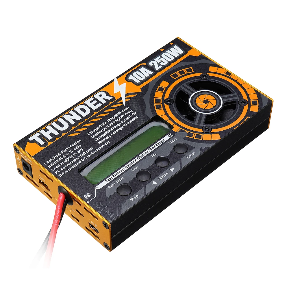 

HOTA Thunder 250W/20W 10A DC LiPo NiCd PB Balance Charger Discharger For 1-6s/17s Battery For RC Models Spare Parts