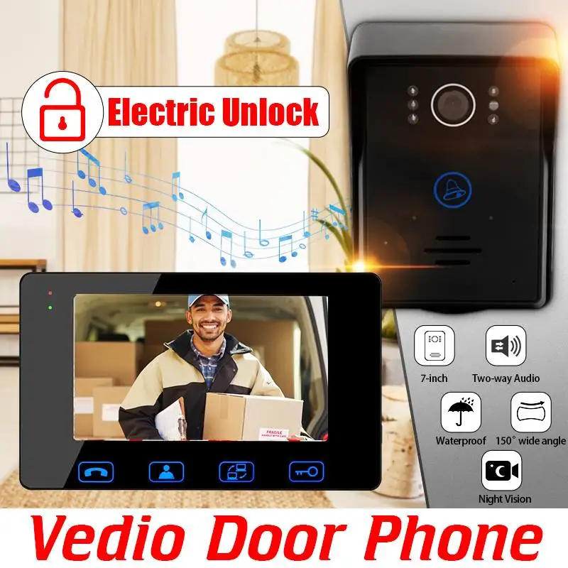 

New 7-inch Colorful DoorBell Home Security System with Night Vision Video Door Doorbell Wires Video Intercom Monitor HD Camera