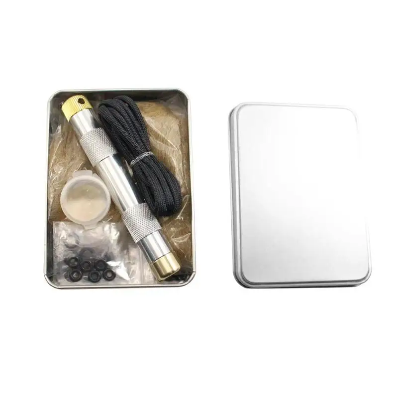 

Brass Fire Piston Kit Outdoor Survival Emergency Tool Aluminium Fire Piston with Char Cloth Campers Survival Preppers Fires Tube