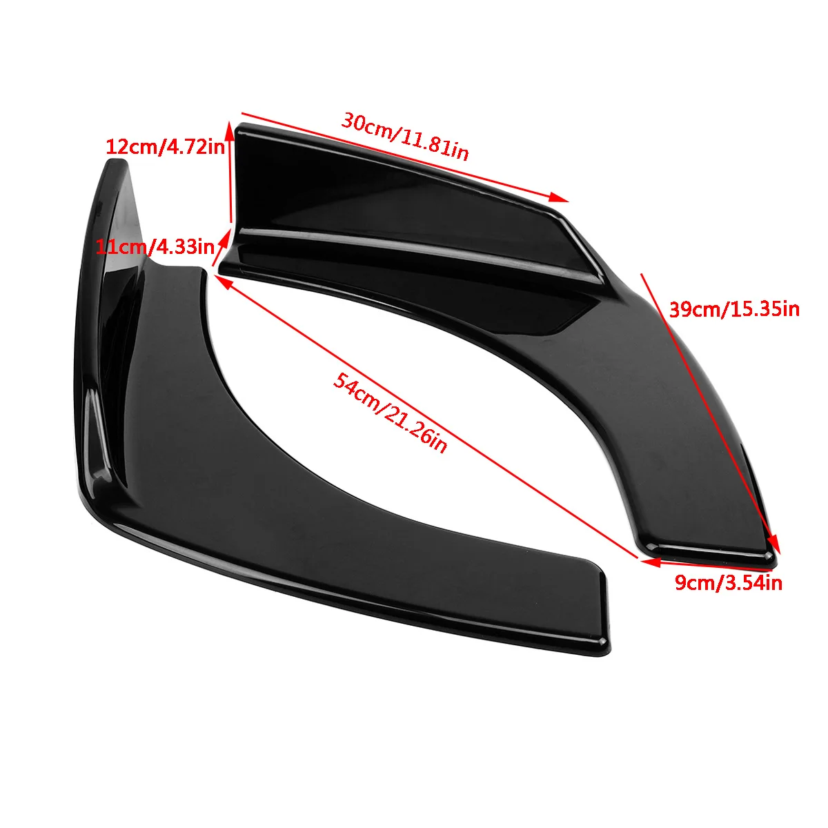 New 2Pcs Universal Black Car Front Deflector Spoiler Splitter Diffuser Bumper Canard Lip ABS Plastic Decorative Protection