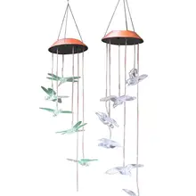Солнечный ветряной колокольчик Hummingbird цветной светодиодный Мобильный USB заряжаемый ветряной колокольчик водонепроницаемый наружный Декор подарок для дома Вечерние