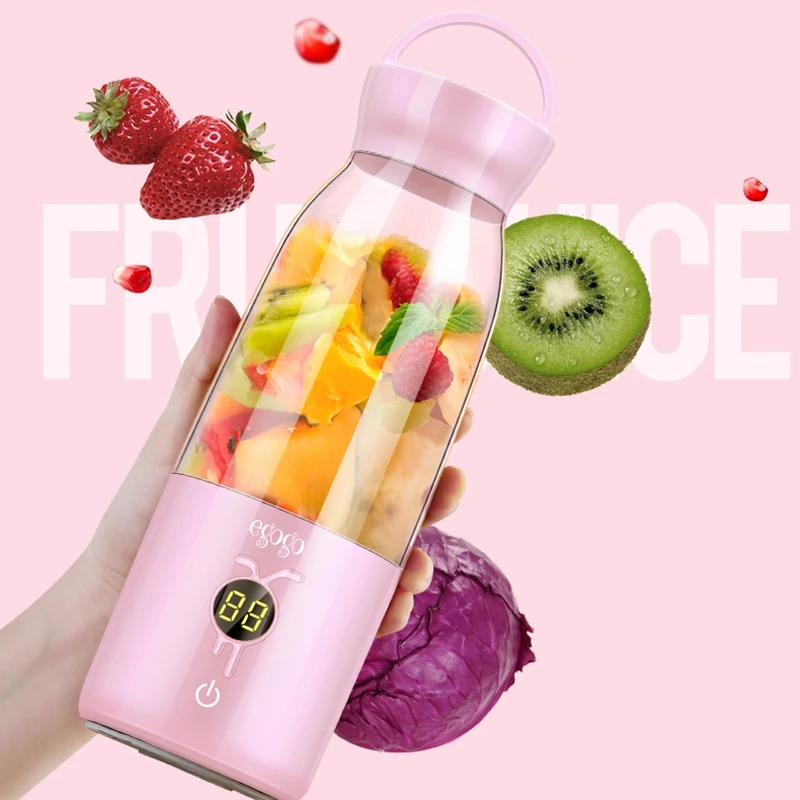 

egogo Electric Juicer Cup Mini Portable Usb Rechargeable Blender Maker Shaker Squeezers Fruit Orange Extractor 6 Leaf Blade