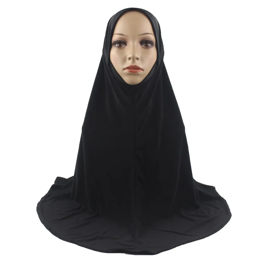 Мусульманский Исламский хиджаб шарф цельный женский Amira модный однотонный мягкий и эластичный материал