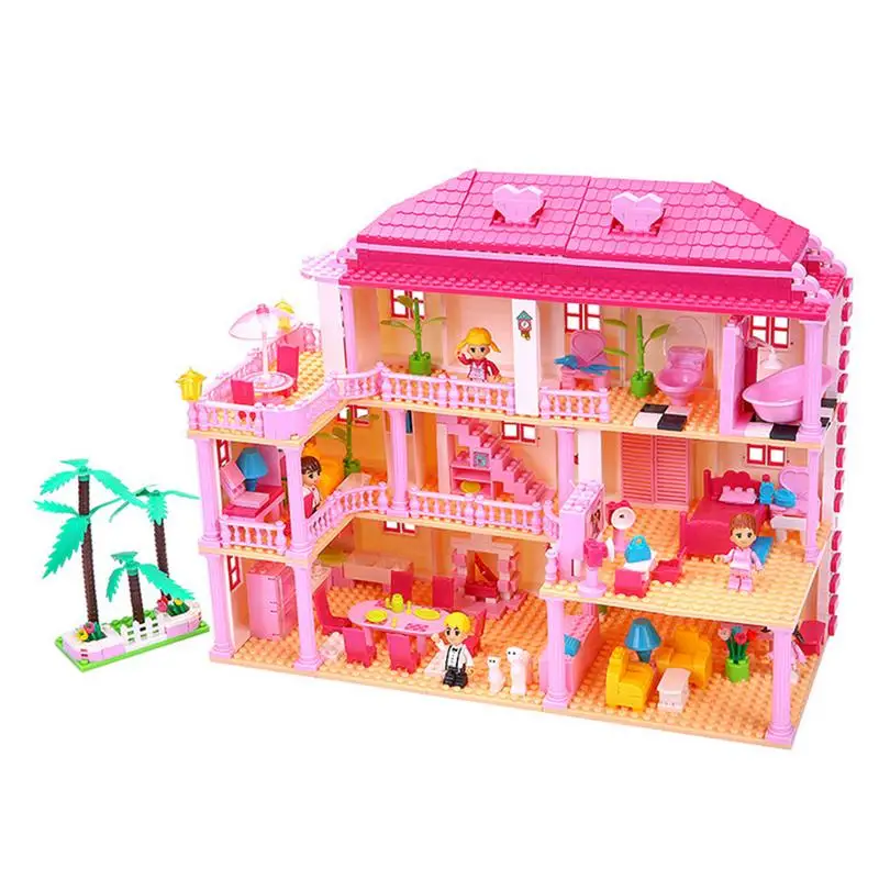 

Building Block Toy Princess Castle Three Storey Villa Small Particle Puzzle Assembled Toy Model For Children
