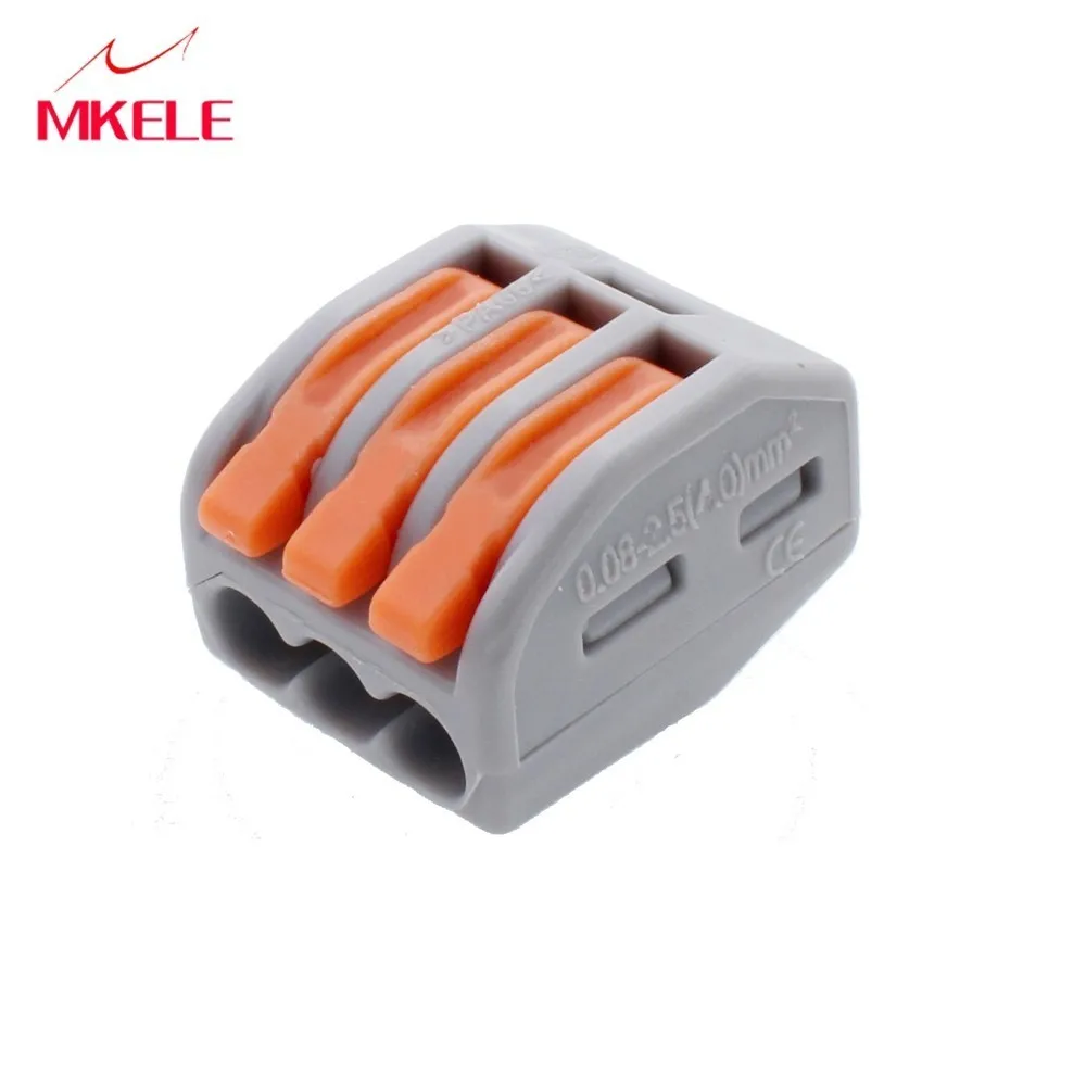 

10pcs Universal Compact Fast Wire Wiring Connector 3 Pin Conectors mini wire connector Conductors Terminal Block 32A MKVSE-413-A