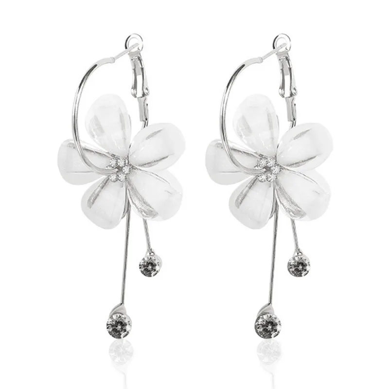 

Sale 2019 New Korean Sweet Flower Circle Drop Earrings For Women Female Tassel Earrings Wholesale