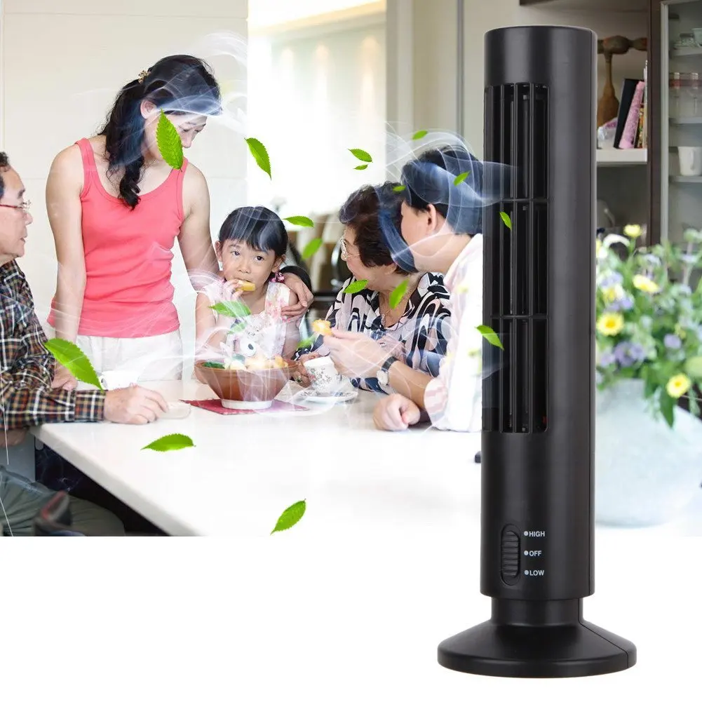 

HOME-Portable USB Mini Tower Rotary Leafless Table Fans Cooling Air Conditioners Purifiers Computers Noteb