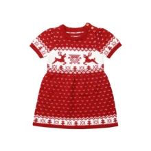 Рождественские детские платья для маленьких девочек; сезон осень-зима; вязаные красные вечерние платья принцессы; Новогодняя одежда для маленьких девочек