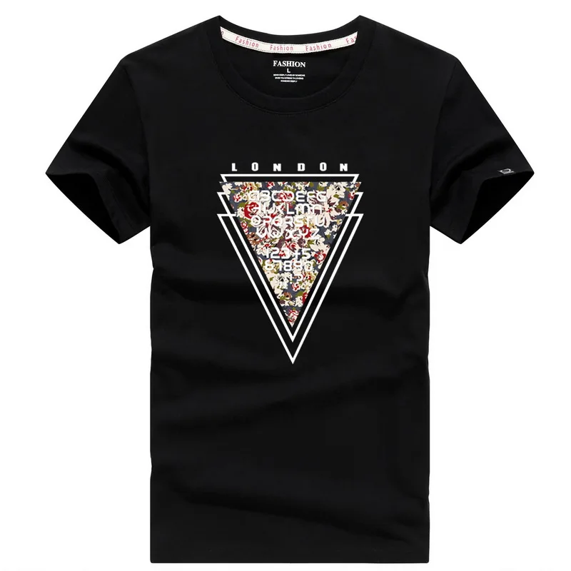 

Men T-Shirts Summer Casual Short Sleeve T Shirt Men Triangle Floral Print T Shirts Cotton Loose Tee Shirt