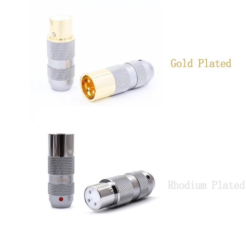 

Viborg 4pcs XLR Connector Microphone Plug Gold/Rhodium Plated Available XF202 XM202 Male Female 3 Pin MIC Adapter
