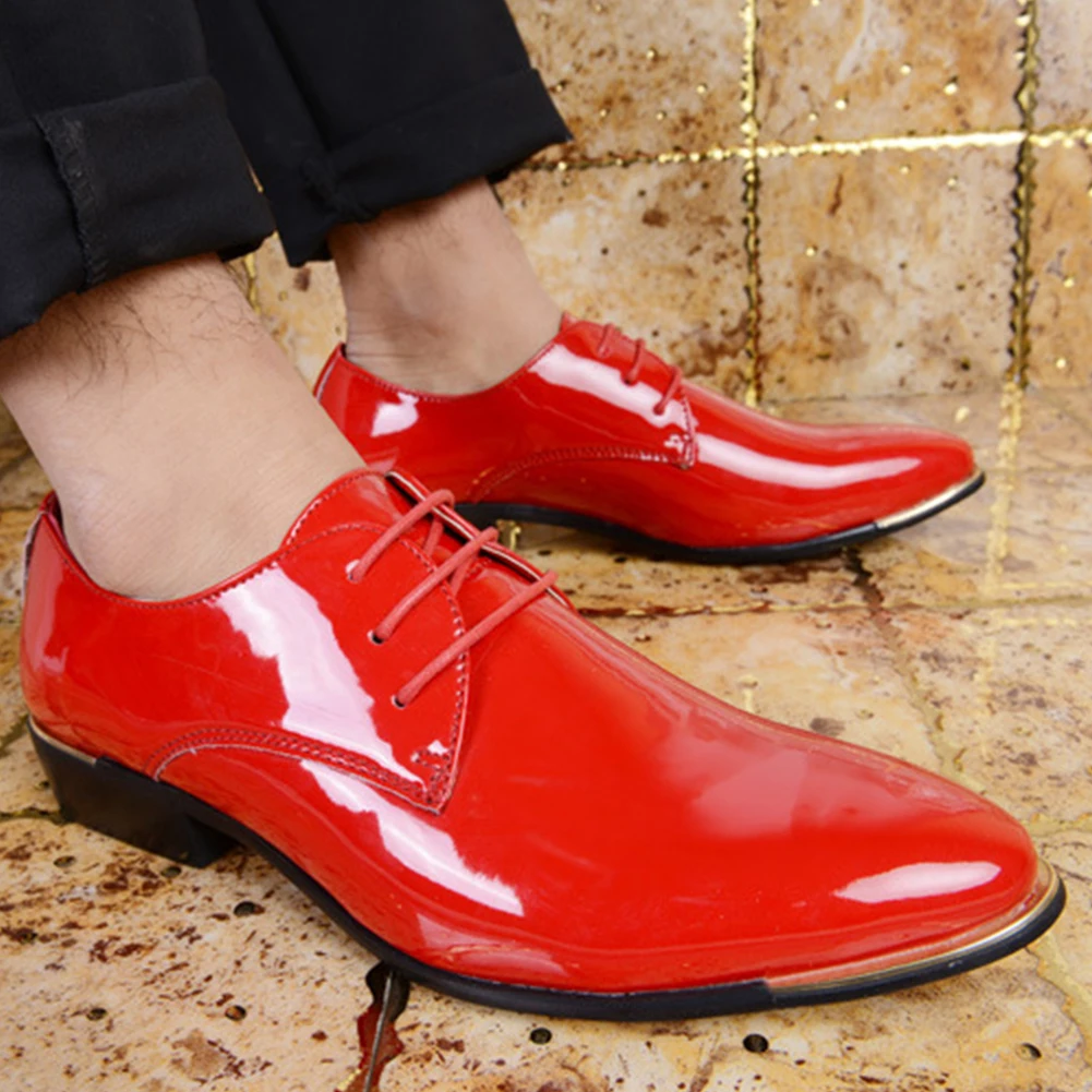 

Men Shiny Patent Leather Oxford Shoes Casual Shoes male business gentleman pearlite layer pointed toe zapatos leather shoes