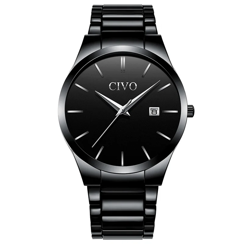 

CIVO Mens Watches Waterproof Date Erkek Kol Saati Calendar Analogue Watch Men Stainless Steel Quartz Wrist Watch Reloj De Hombre