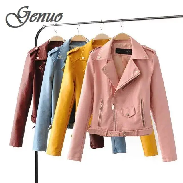 

2019 Autumn New Short Faux Soft Leather Jacket Women Fashion Zipper Motorcycle PU Leather Jacket Ladies Basic Street Coat