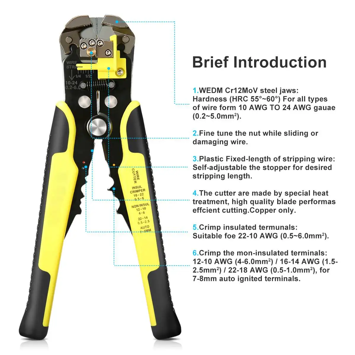248B Insulated Plier Blade Cable Cutter Stripper Stripping Electrical Terminal