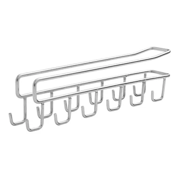 

1PC Durable Porable Practical Useful Multi-functional Stainless Steel Hook Clapboard Hook Double Row Hangers for Bedroom Kitchen