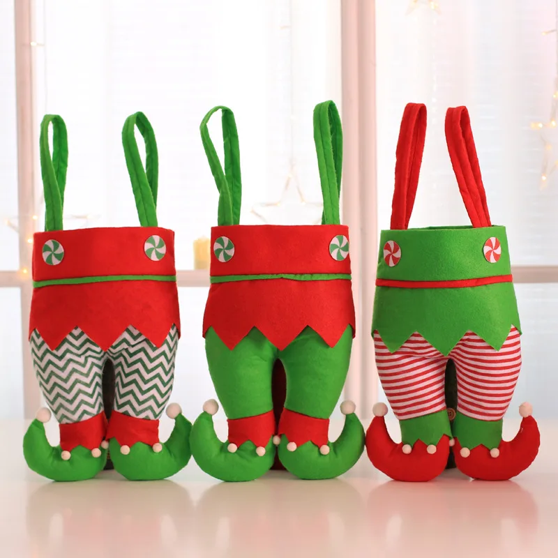 

Christmas Gift Bag Apple Candy Bags Santa Claus Feet Design Mini Handbag Christmas Decoration for Home Party New Year Decoration