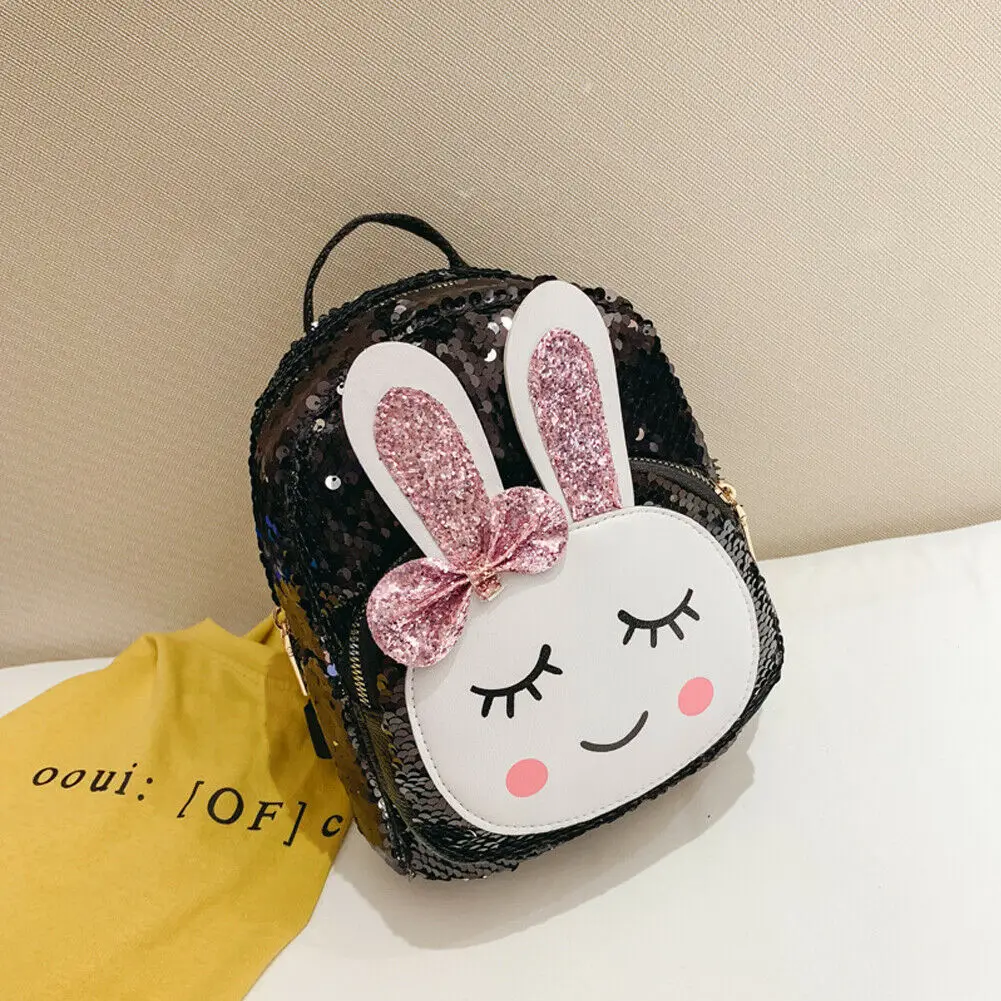 

2019 Fashion Children Super Cute Faux Leather Sequins School Bag Girl New Style Design Chic Zipper Bag