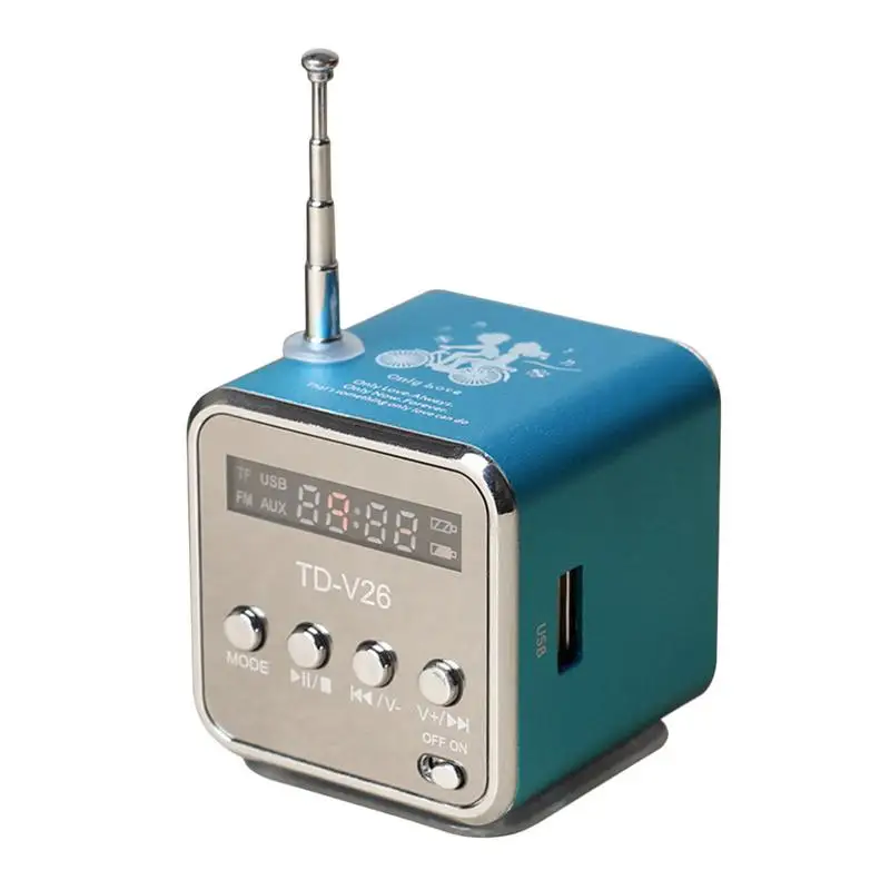 

Portable Bluetooth Audio Speakers Micro USB Mini Stereo Speaker Music MP3 MP4 FM Radio TDV26 Radio FM Receiver With Digital LCD