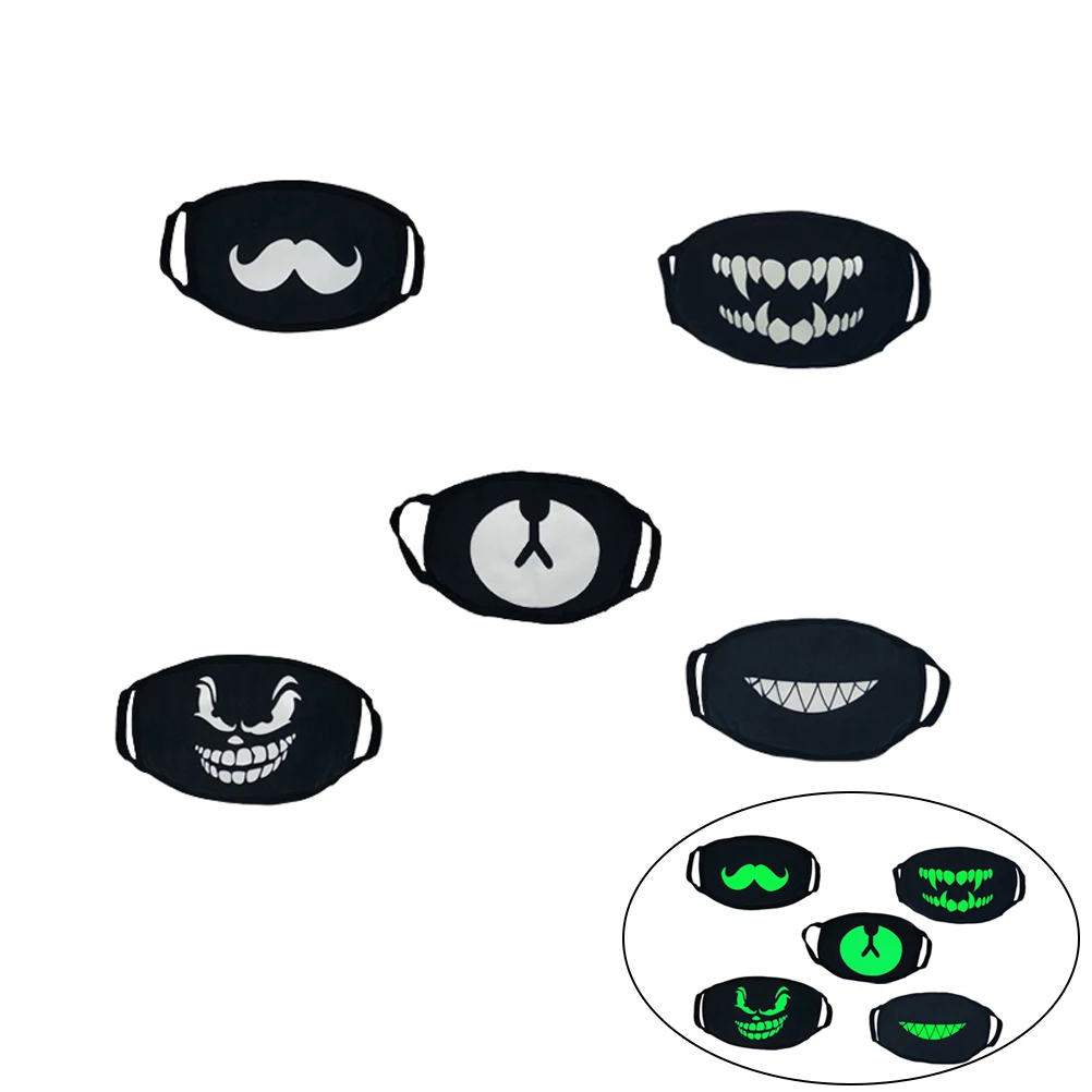 5 pcs Freddo Luminoso Unisex In Cotone Anti Polvere Viso Bocca Maschera Lavabile Anti-fog Maschera Filtro Earloop per L'uomo donna