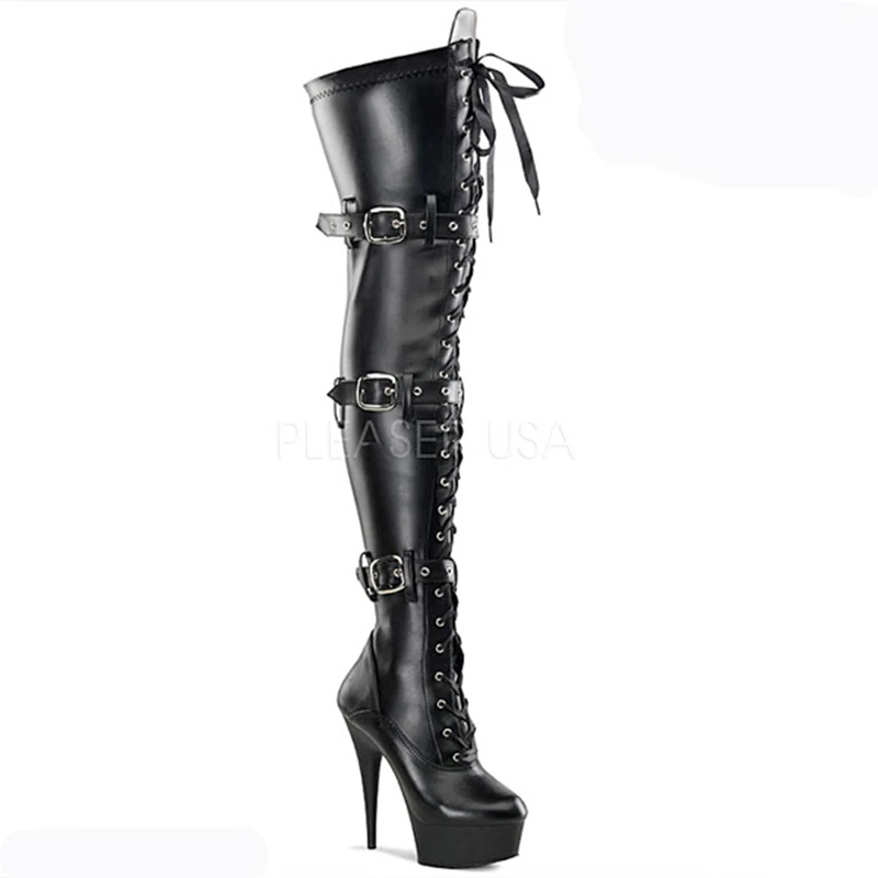 

Sorbern Black Fetish High Heels Boots Shoes Women Sexy Platform Pointed Toe Thigh High Boots Ladies Shoes 2018 Plus Size Shoes