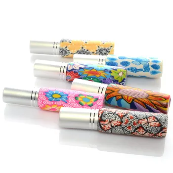 

10ml Empty Glass Perfume Bottle with Soft Clay Mini Women Cosmetic Container with Sprayer Cap Refillable Pot 100pcs