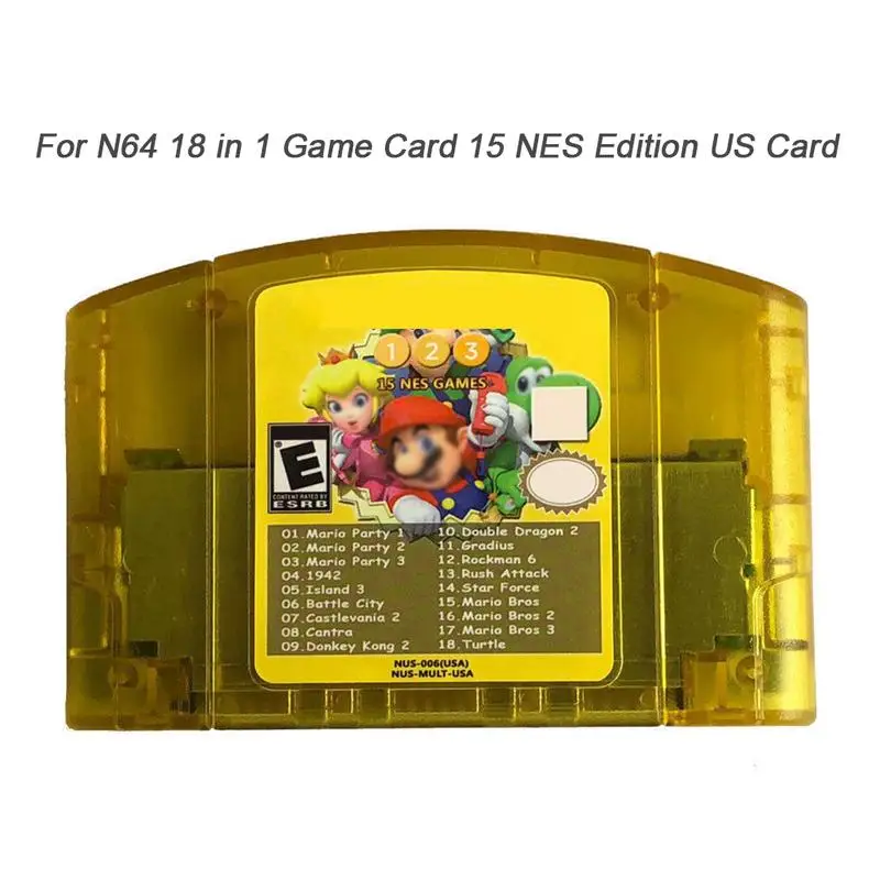 

US 18 In 1 Game Card For Nintendo N64 Mario Party 1 2 3 Aggregation 15 NES Edition Support Game Saves Game Memory Card