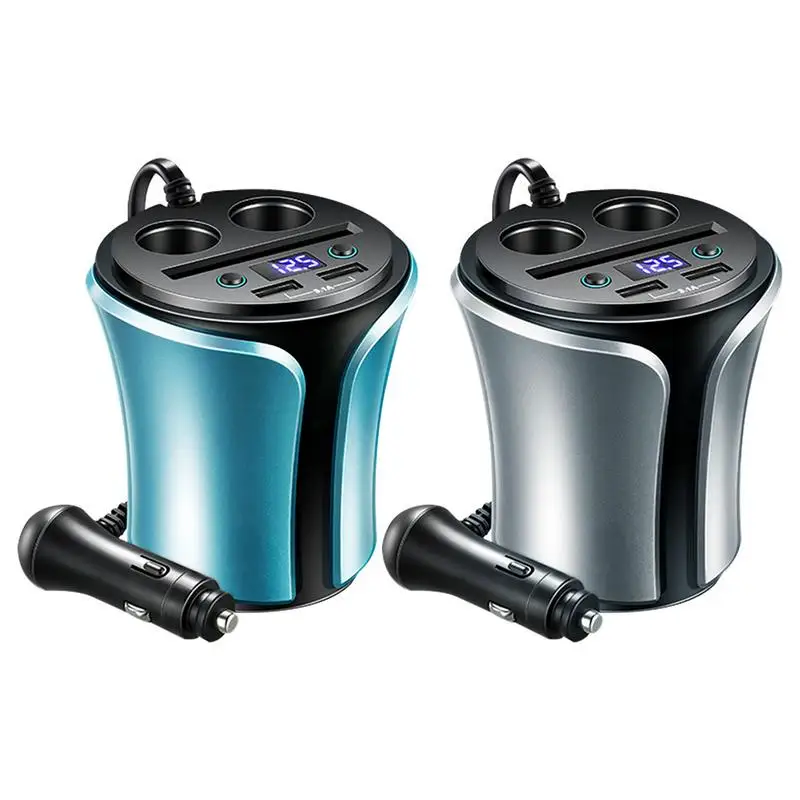 

12V Car Charger Cup Type Cigarette Lighter Dual USB Vehicle Voltage Portable Detector Power Adapter Interior Accessories