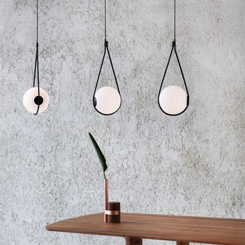 Nordic Creative Led Pendant Light Bar Столовые светильники Single Head Black Glass Lamps Спальня прикроватная