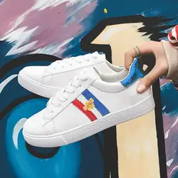 2019 Весенняя Новая модная детская кожаная Белая обувь детская вышитая ультра-пожарная Студенческая обувь для скейтборда