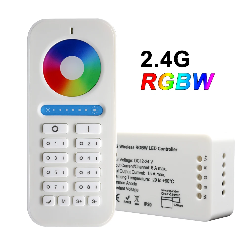 2.4G RGBW Controller,DC12V/DC24V,Color and Brightness Adjustable,for