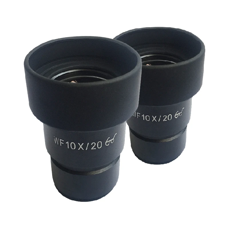 Pair 10X High Eye-point Eyepiece for Stereo Microscope Wide Field 20mm with Rubber Eye Guards WF10X/20 WF10X Ocular Lens
