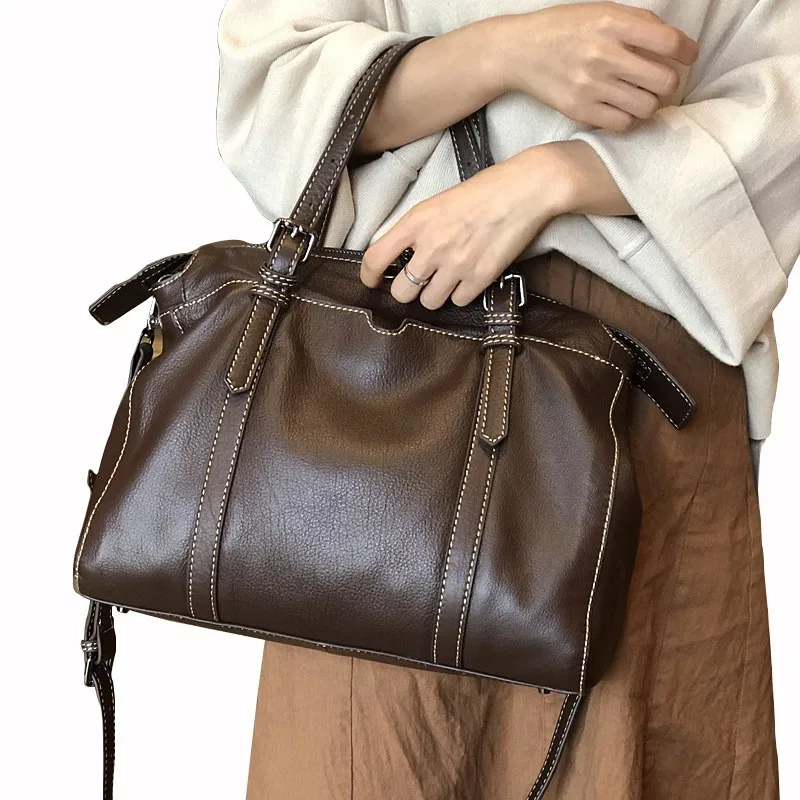 

Large-capacity Ladies Leather Handbag Genuine Leather Women Shoulder Bag Women Luxury Leather Professional Package Lady Bags