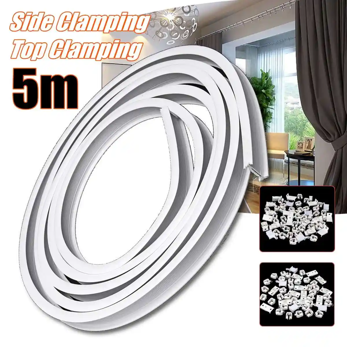 5m Flexible Ceiling Mounted Curtain Track Rail Straight Slide