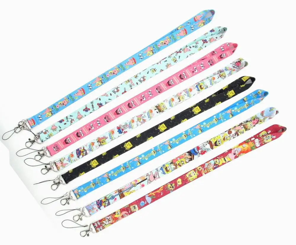 1000 PCS SpongeBob key lanyards id badge holder keychain straps for