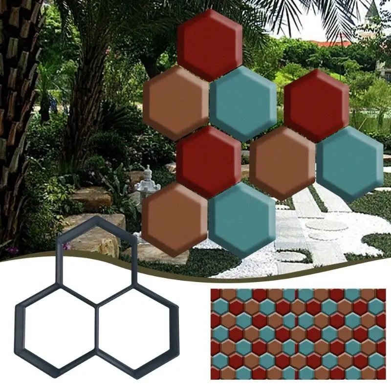 

2019 New Garden Path Maker Mold Reusable Concrete Cement Stepping Stone Design Paver Walk Mould DIY Plastic Brick Mold