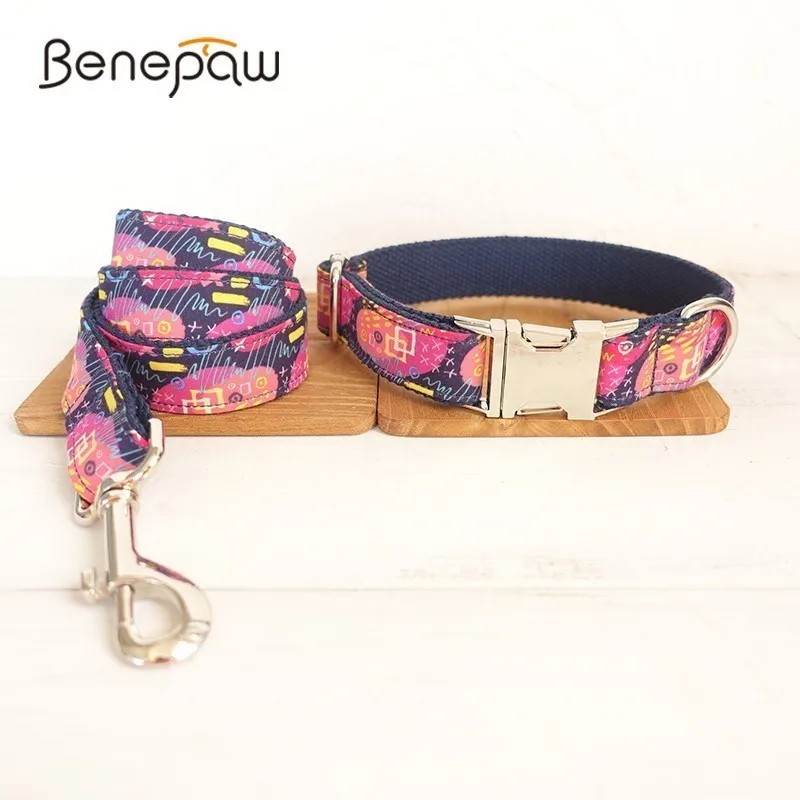 Benepaw красочный ошейник поводок набор собачий ручной работы металлическая пряжка