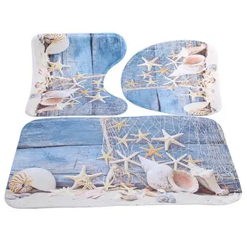 

Promotion! 3 Piece Floral Non Slip Soft Bath Mat Set Pedestal Bathroom Toilet Cover Rug Flannel
