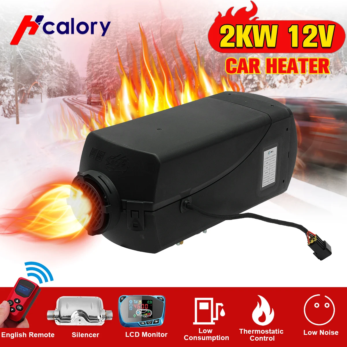 

12V 2kw Diesels Air Parking Heater Air Heating LCD Switch with Silencer & Remote Control For Trucks Boats Bus Car Trailer Heater