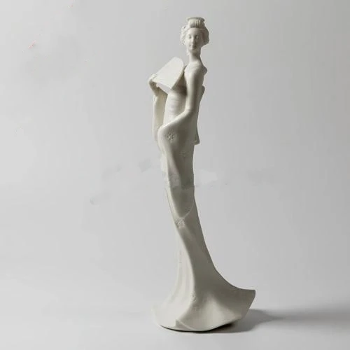 

Modern Art Sculpture Handmade White Ceramic Geisha Of Japan Women Body Statue