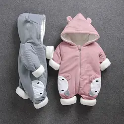 2018 осень зима пальто комбинезон одежда для малышей новорожденных зимний костюм для мальчика теплый пуховые хлопковые куртки девочек