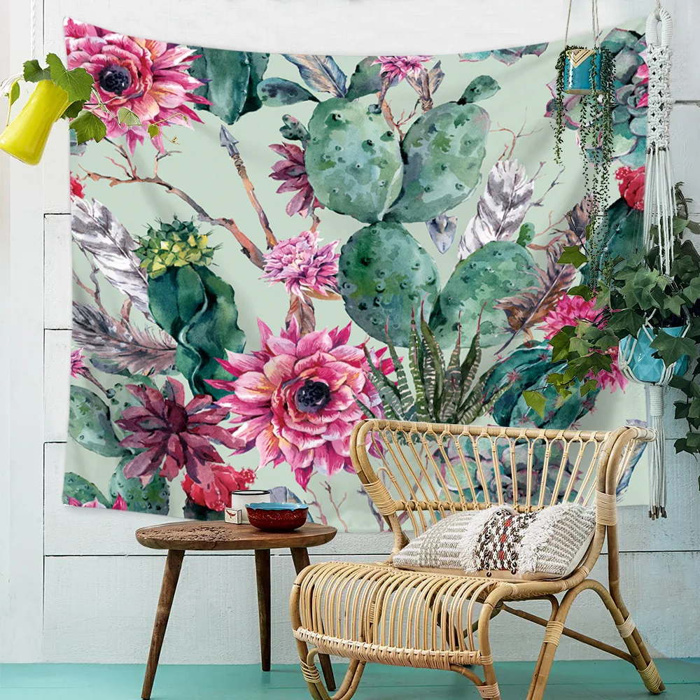 

Cactus Tapestry Wall Hanging Succulent Watercolor Large Cloth Tapestries Wall Carpet Blanket Mat Bedroom Decor