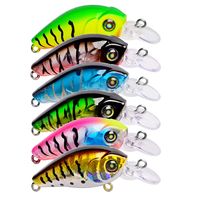 

PRO BEROS Minnow Fishing Lure Artificial Hard Crank Bait 4.7cm Fish Bait Crankbait Carp Fishing Fish Lures 6pcs