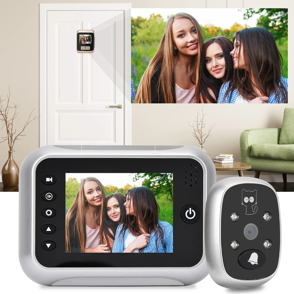 

3.5 inch LCD Display Visible Intelligent 2MP HD Electric Door Bell Peephole Security Camera Door 2019