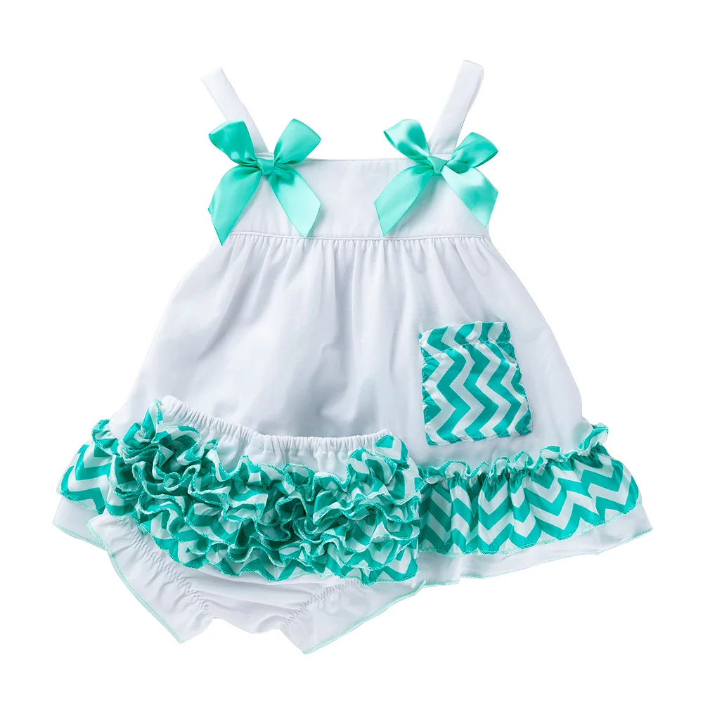 

Cute New Vestido Infantil Bow Baby Girl Dress Fashion Bebek Elbise 2pcs Dress Shorts Striped Sling Dresses For Newborn Babies
