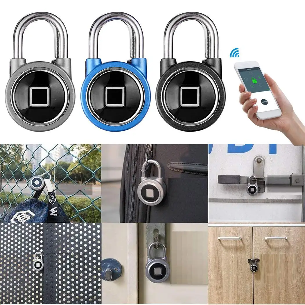 

Electronic Padlock Multi-function Smart Bluetooth Fingerprint 300mAh Black, Blue, Gray 100g Padlock