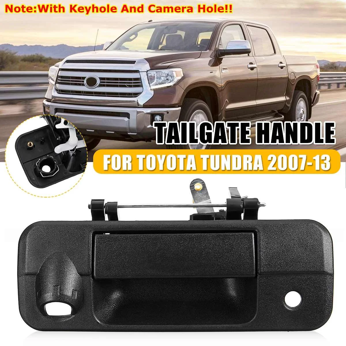 

Black Tailgate Handle with Keyhole & Camera Hole For Toyota Tundra 2007 2008-2013 69090-0C050,690900C050,69090-0C051,690900C051